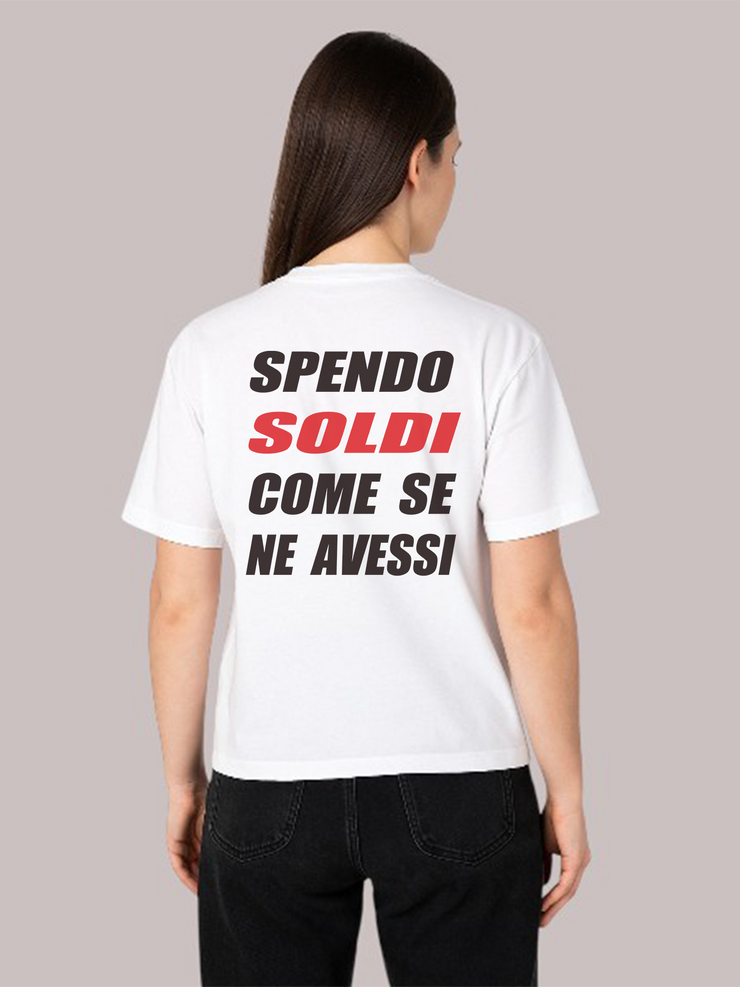 T-shirt Oversize Unisex “Spendo Soldi Come Se Ne Avessi” – Edizione Virale